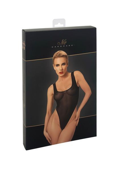 Боді Noir Handmade F322 Paparazzi, XL, прозоре, низ стрінги, високі вирізи SX0366 фото