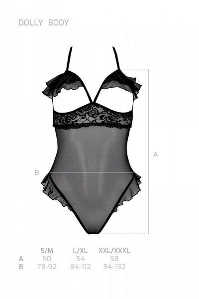 Эротическое боди Passion DOLLY BODY, XXL/XXXL, black, с открытыми чашками SO9703 фото