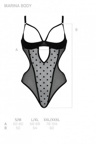 Эротическое боди Passion MARINA BODY, XXL/XXXL, black, с открытыми чашками SO9719 фото